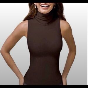 NWT- Spanx On Top and In Control Sleeveless Turtleneck In Bittersweet